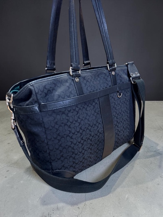 Coach Handbags - Coach Heritage Stripe Large Signature Tote Travel Bag (Style F77156)